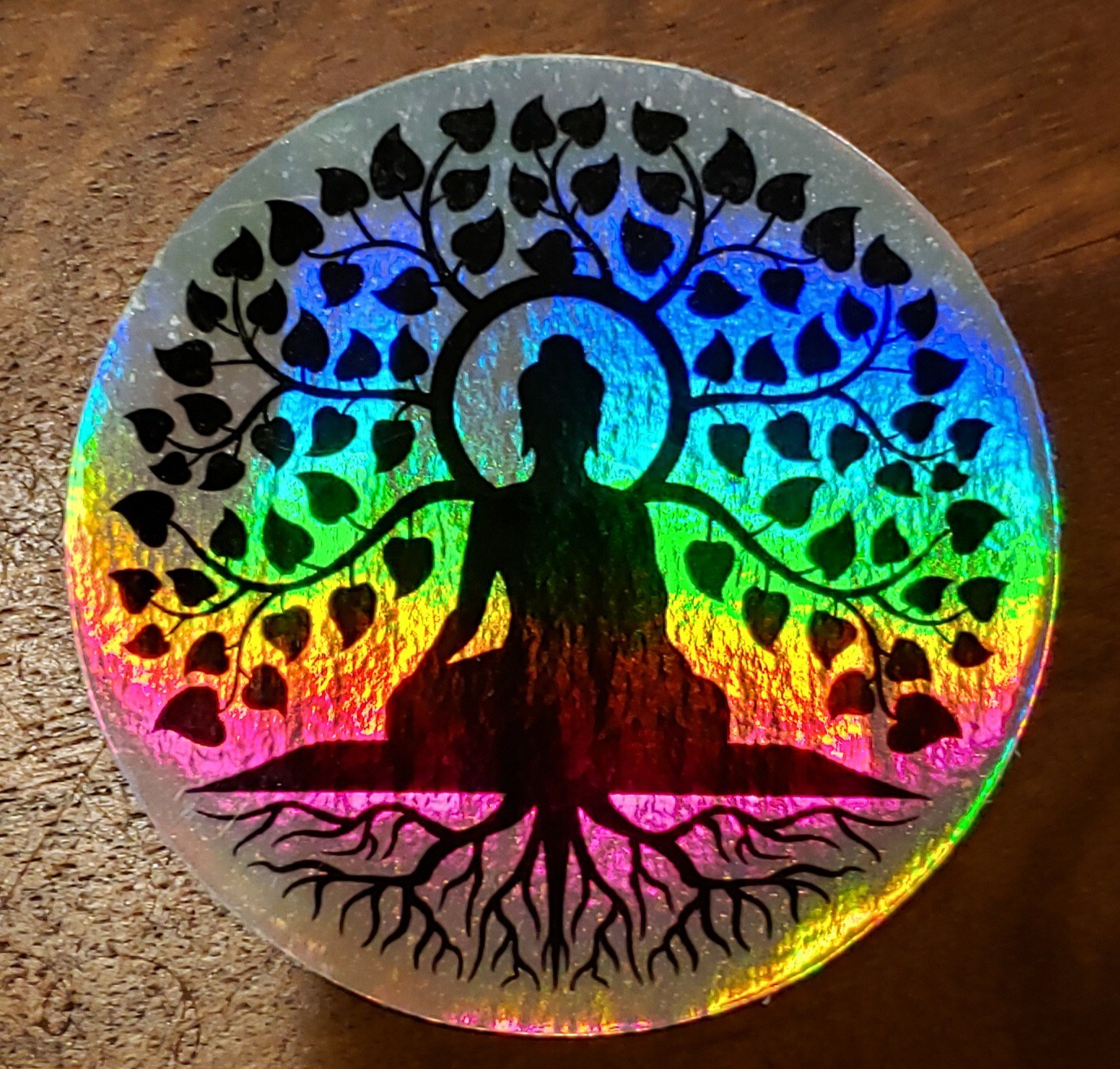 BUDDHA UNDER BODHI TREE Holographic Sticker Vinyl 3 inches UV WEATHER RESISTANT