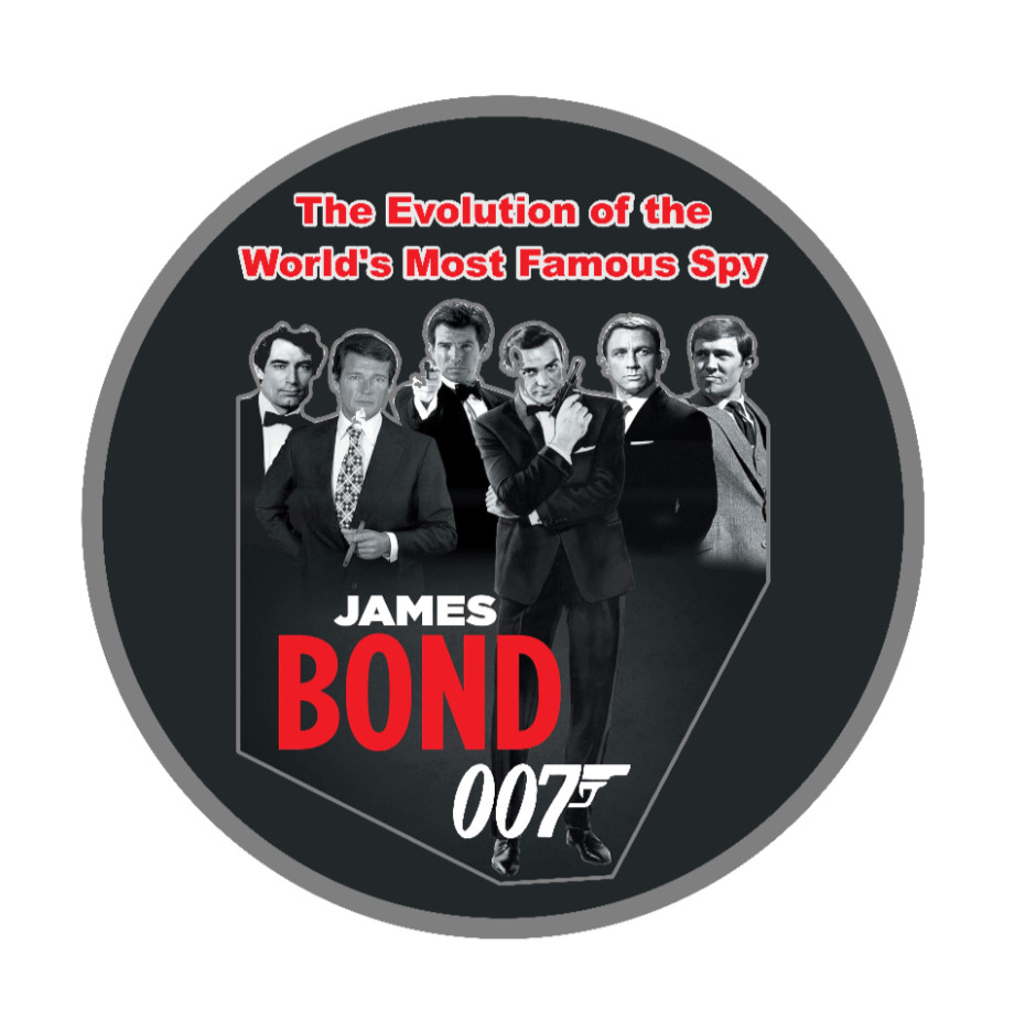 James Bond (Evolution) – 4" Handmade Vinyl Decal Sticker Vehicle Laptop Cooler