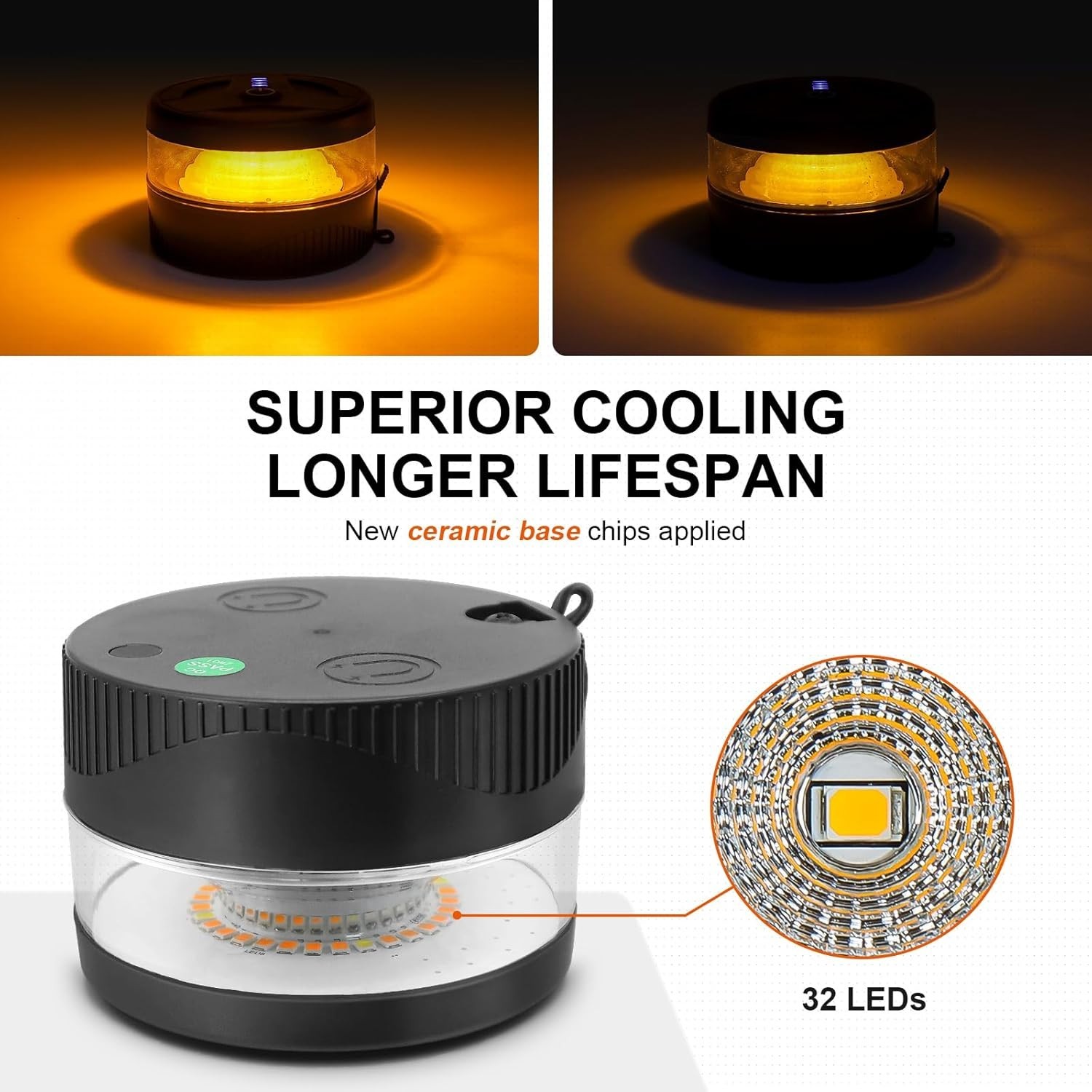 Magnetic Wireless Beacon Light, USB-C Rechargeable LED Strobe Lights for Trucks,
