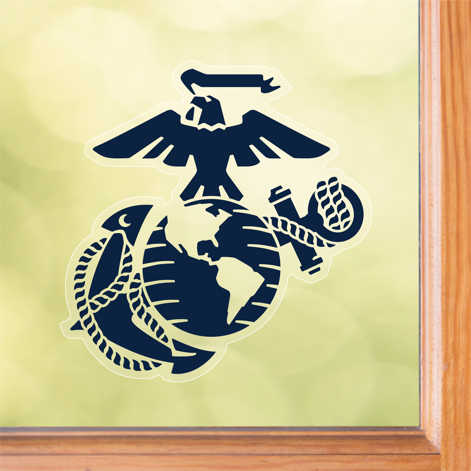 Blue USMC Eagle Globe and Anchor Logo Front Static Cling