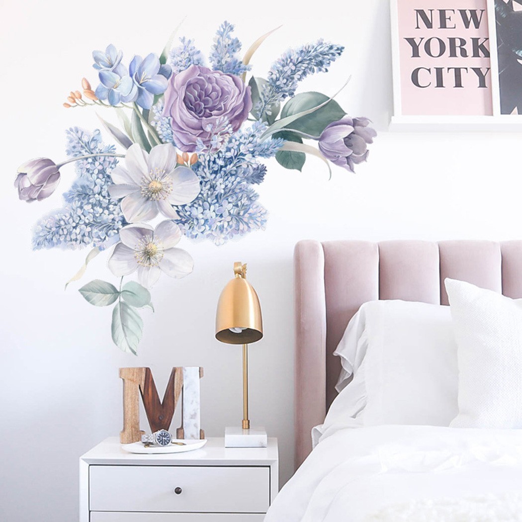 Removable Floral Wall Stickers Waterproof Vinyl Art Flower PVC Decals Home Decor