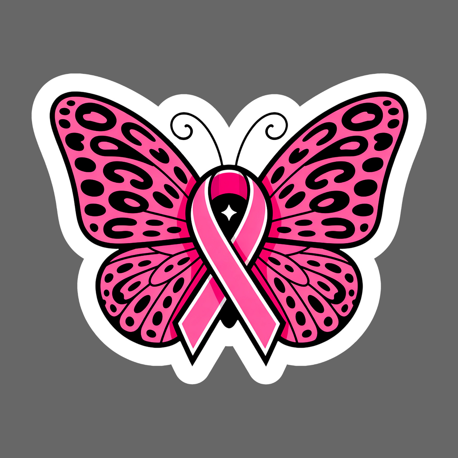 Breast cancer awareness sticker vinyl decal pink butterfly ribbon window laptop