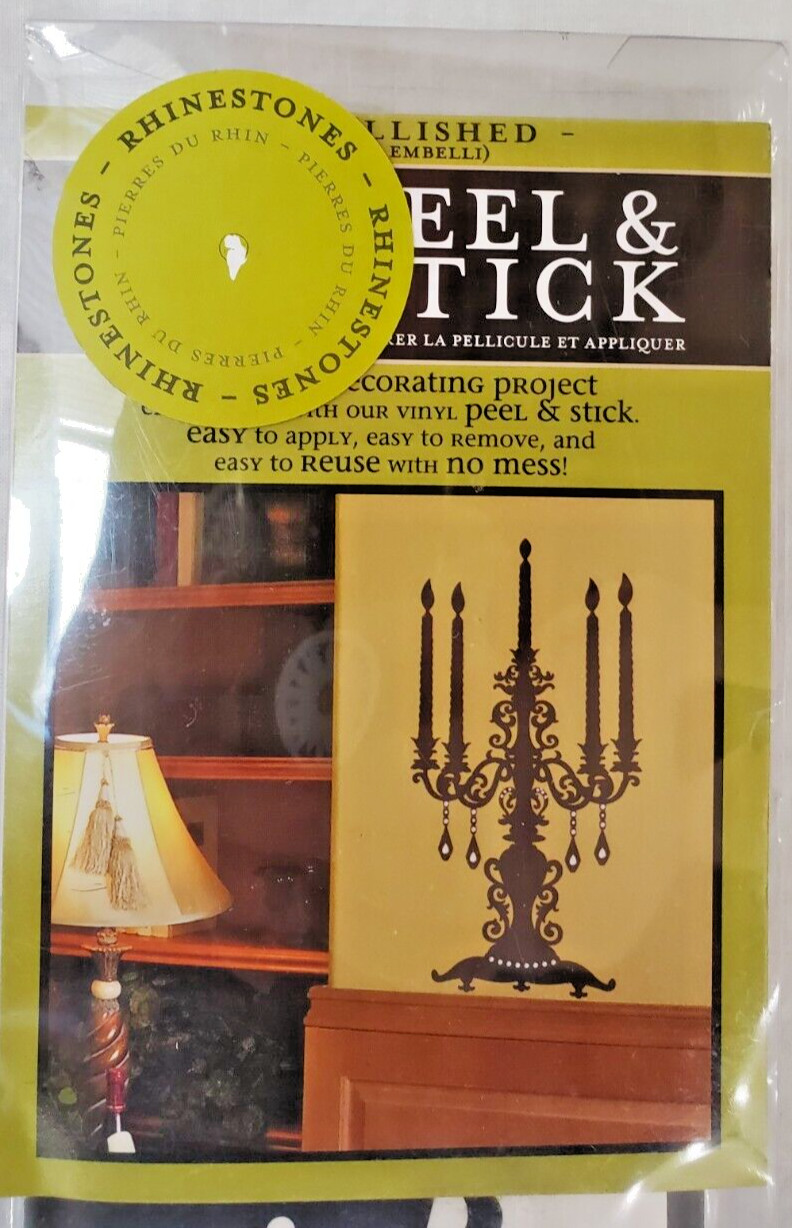 'Once Apon A Candelabra' Wall Peel & Stick 23.62" X 12.6"Decorative Rhinestones