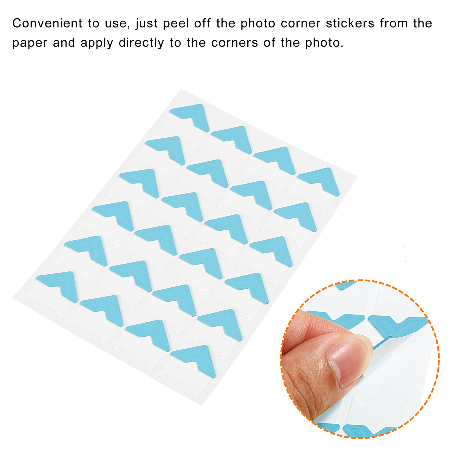 15Sheets/240Pcs Photo Corners Adhesive DIY Picture Mounting Sticker Blue
