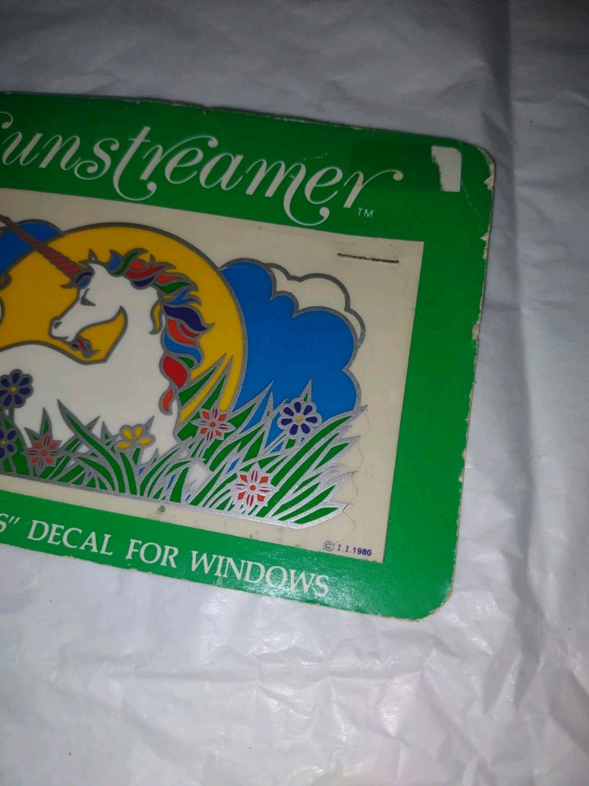 NEW Vintage Sunstreameer Stained Glass Effect Unicorn Window Decal Multicolor