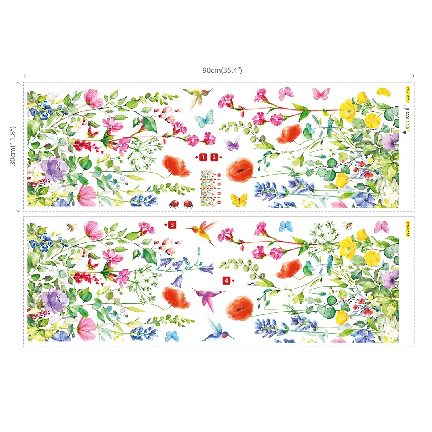 DECOWALL SG2-2114 Garden Flower Wall Stickers Birds Plants Floral Decals Remo…