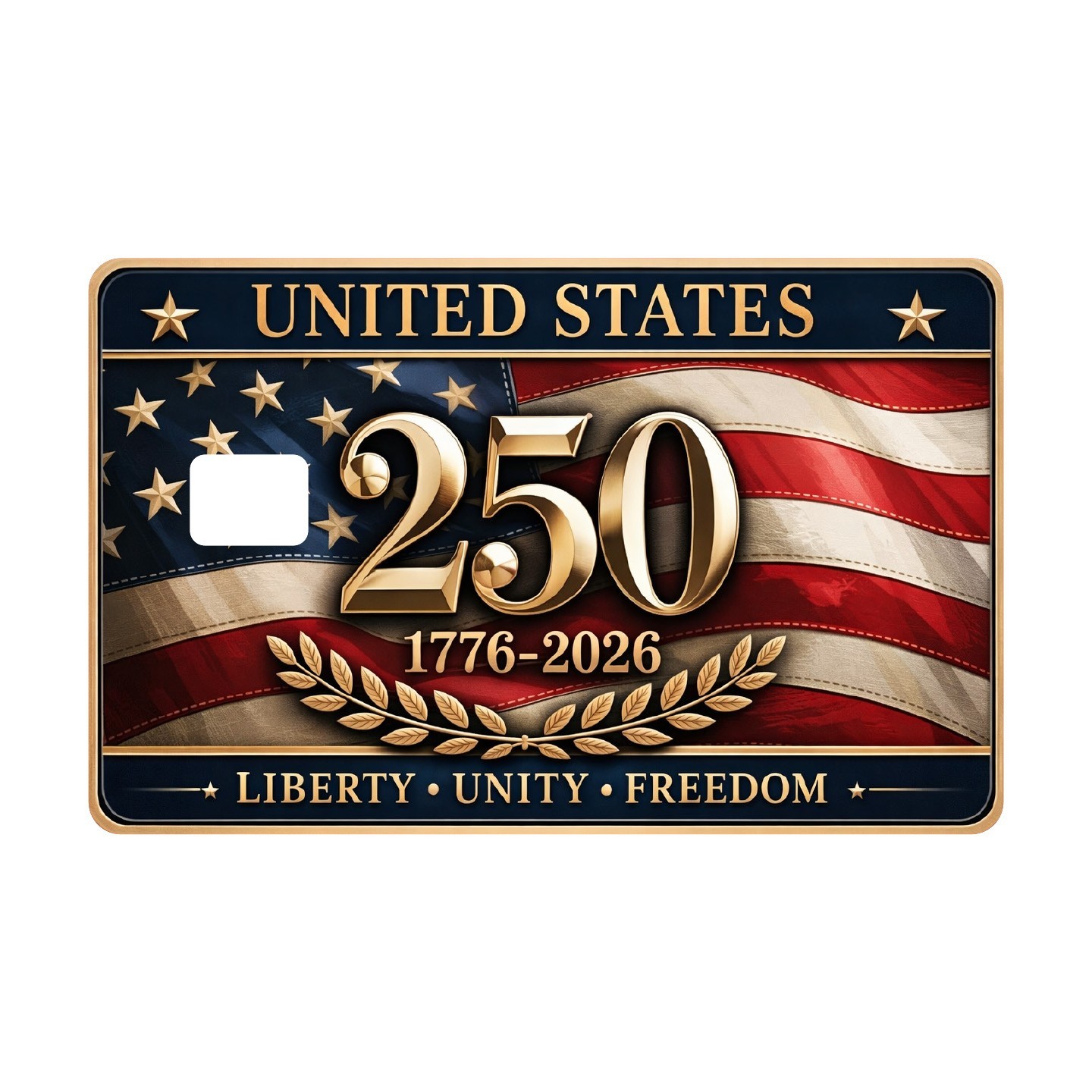 USA 250th Anniversary 1776-2026 Credit Card Skin Sticker Patriotic Liberty