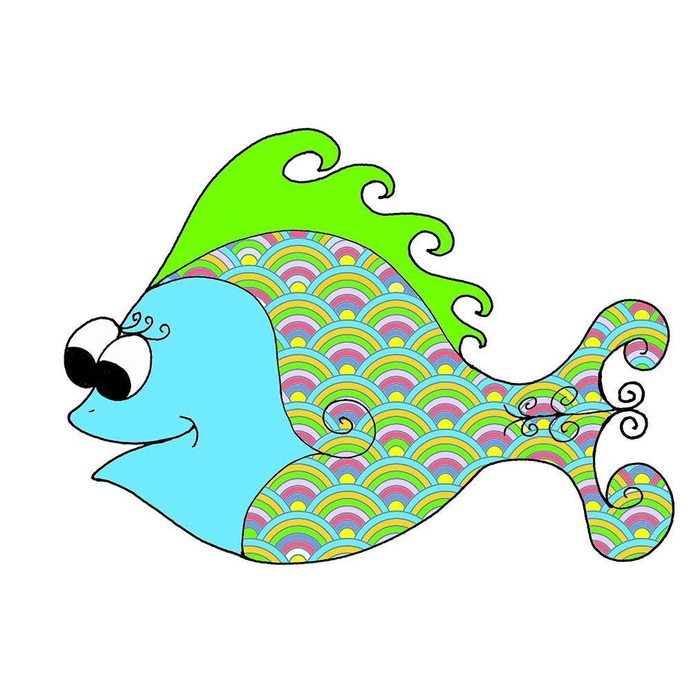 Decal Vinyl Sticker Big Eye Fish – Multi-color Made in USA