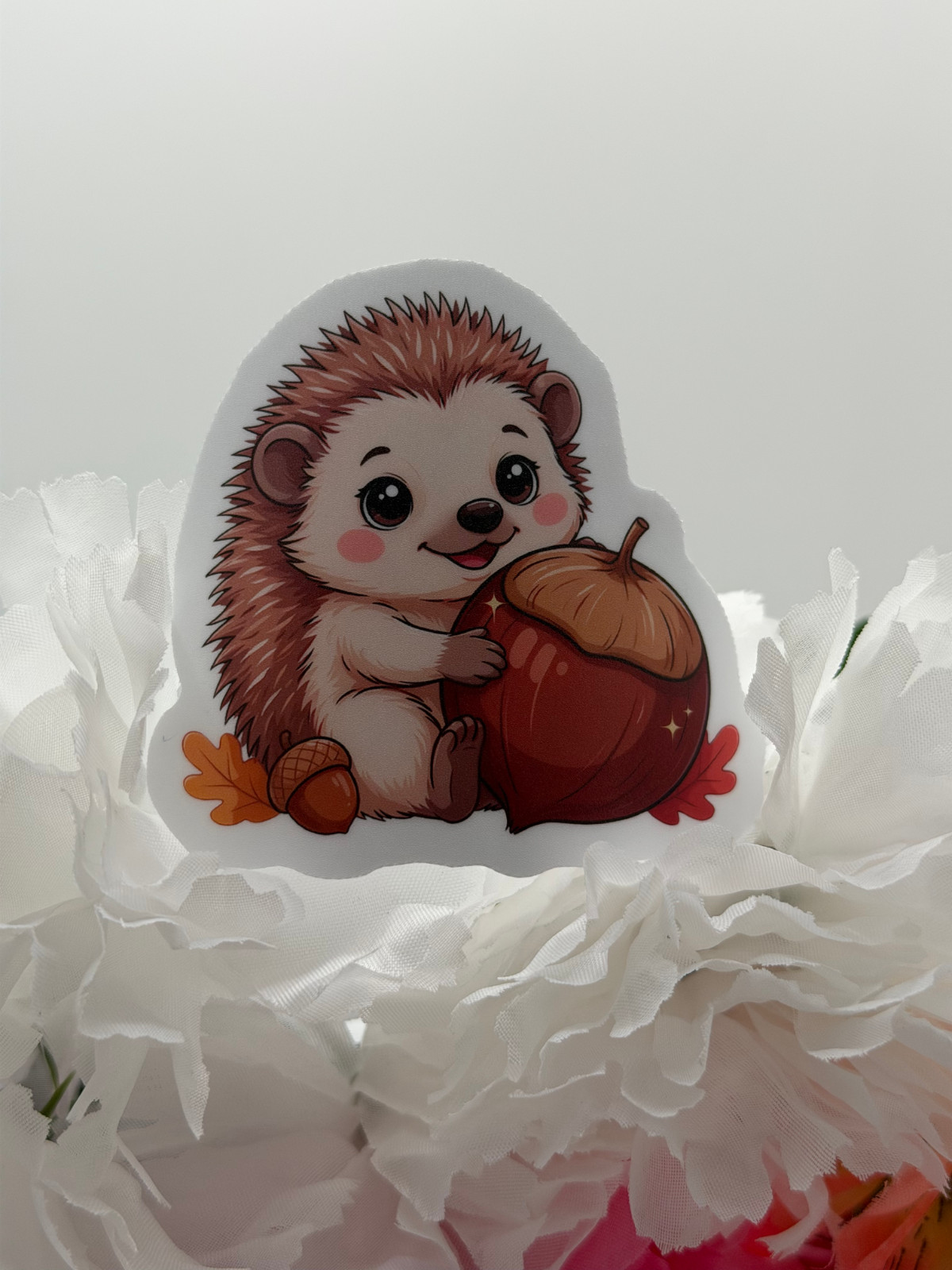 Cute Kawaii Hedgehog Acorn Vinyl Sticker Waterproof