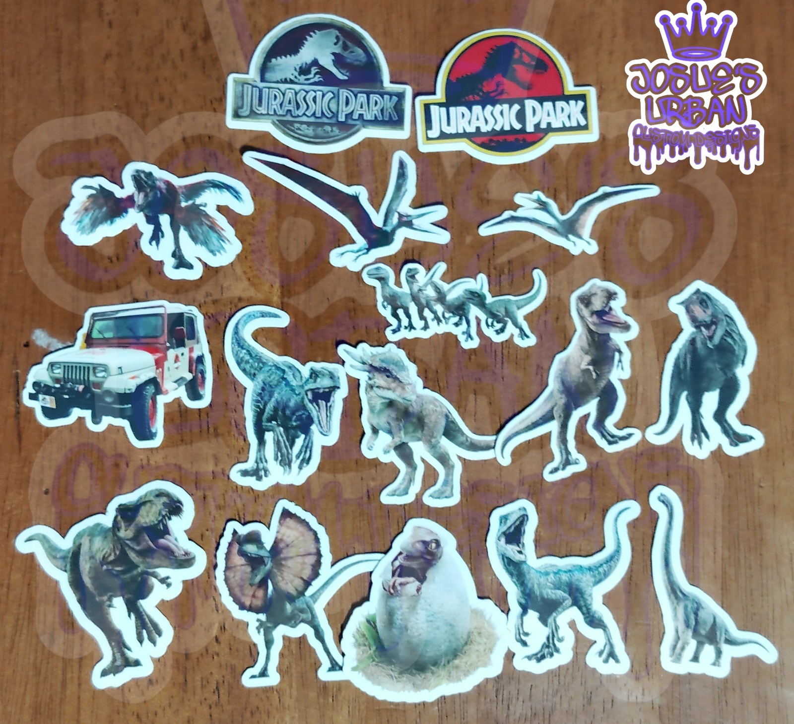 14 pcs Stickers: Jurassic Park Dinosaur Glossy Stickers