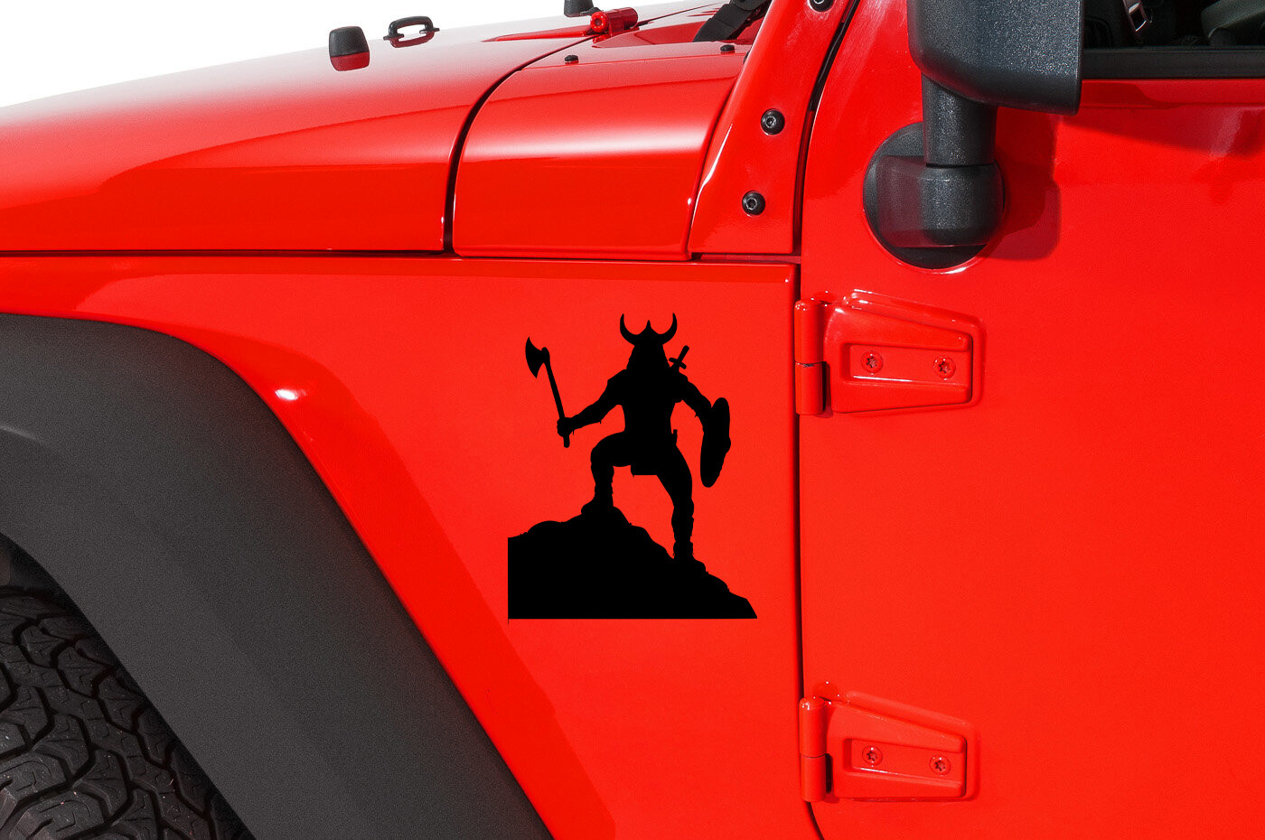 Viking Barbarian Berserker on Rock Vinyl Decal – Shield Axe Sword Norse Die Cut