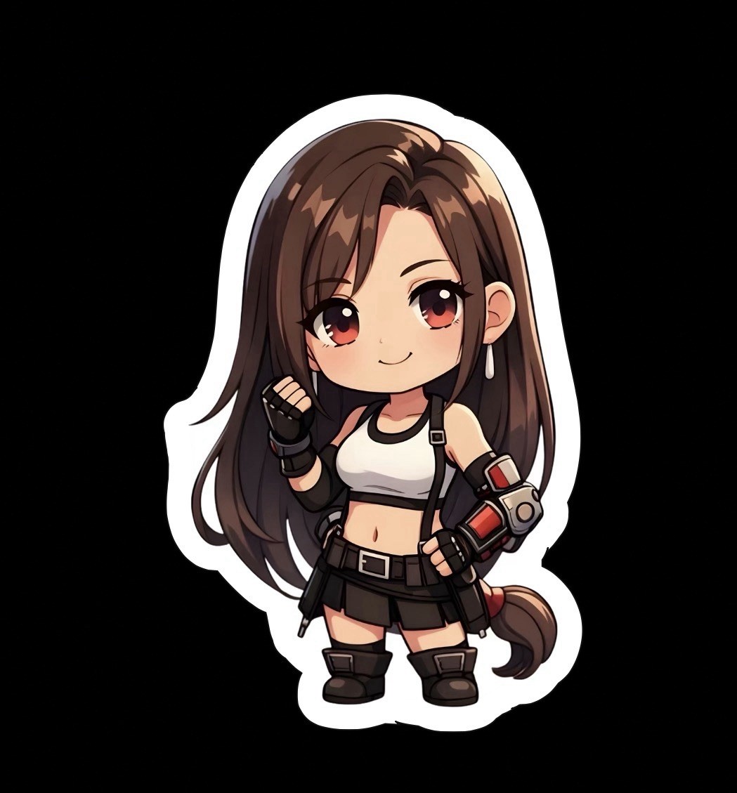 Tifa Hartlock, Final Fantasy 7, FF7, FFVII, Glossy Vinyl sticker, Decal, Blue