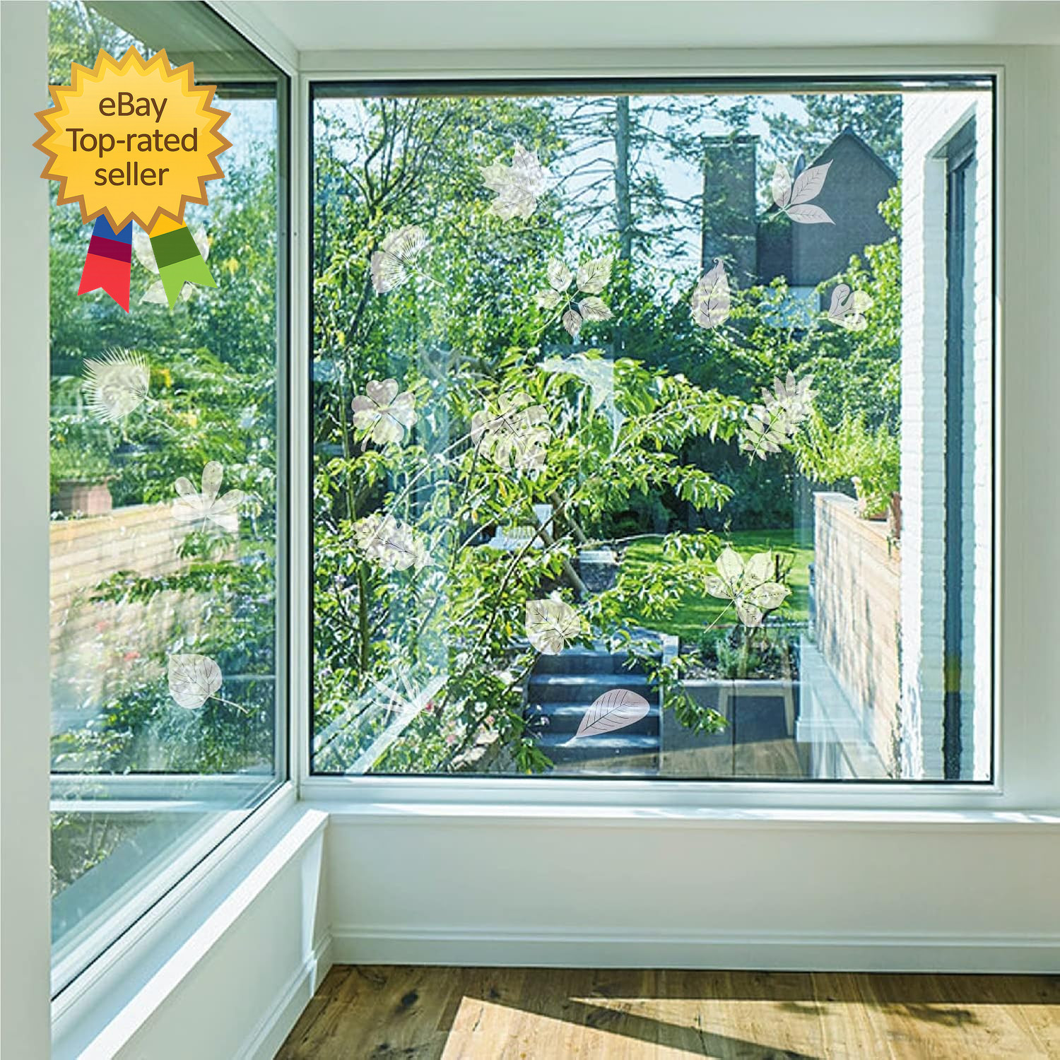 Window Decals for Bird Strikes,52 Pieces Large Leaf Shape anti Collision Window