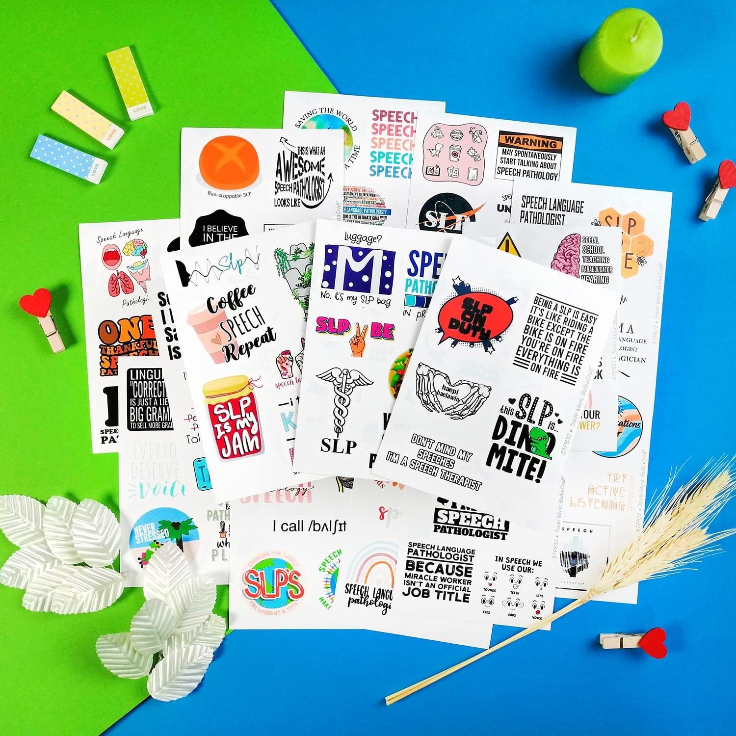 100 Fun SLP Stickers – Waterproof Vinyl – Perfect for Speech Therapy Gifts
