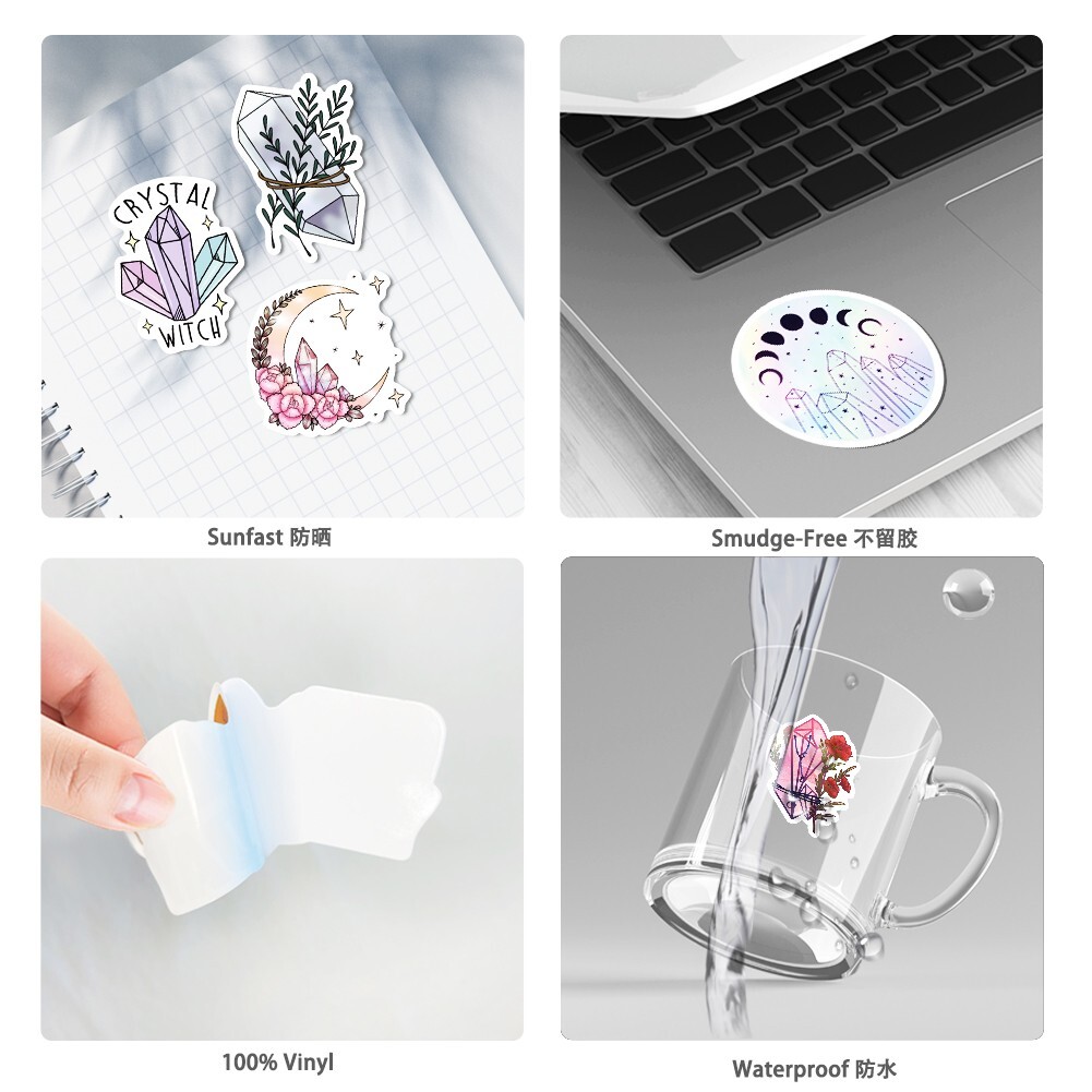 50pcs SPIRITUAL Stickers Pack, Crystal Potion Gothic Stickers, #193