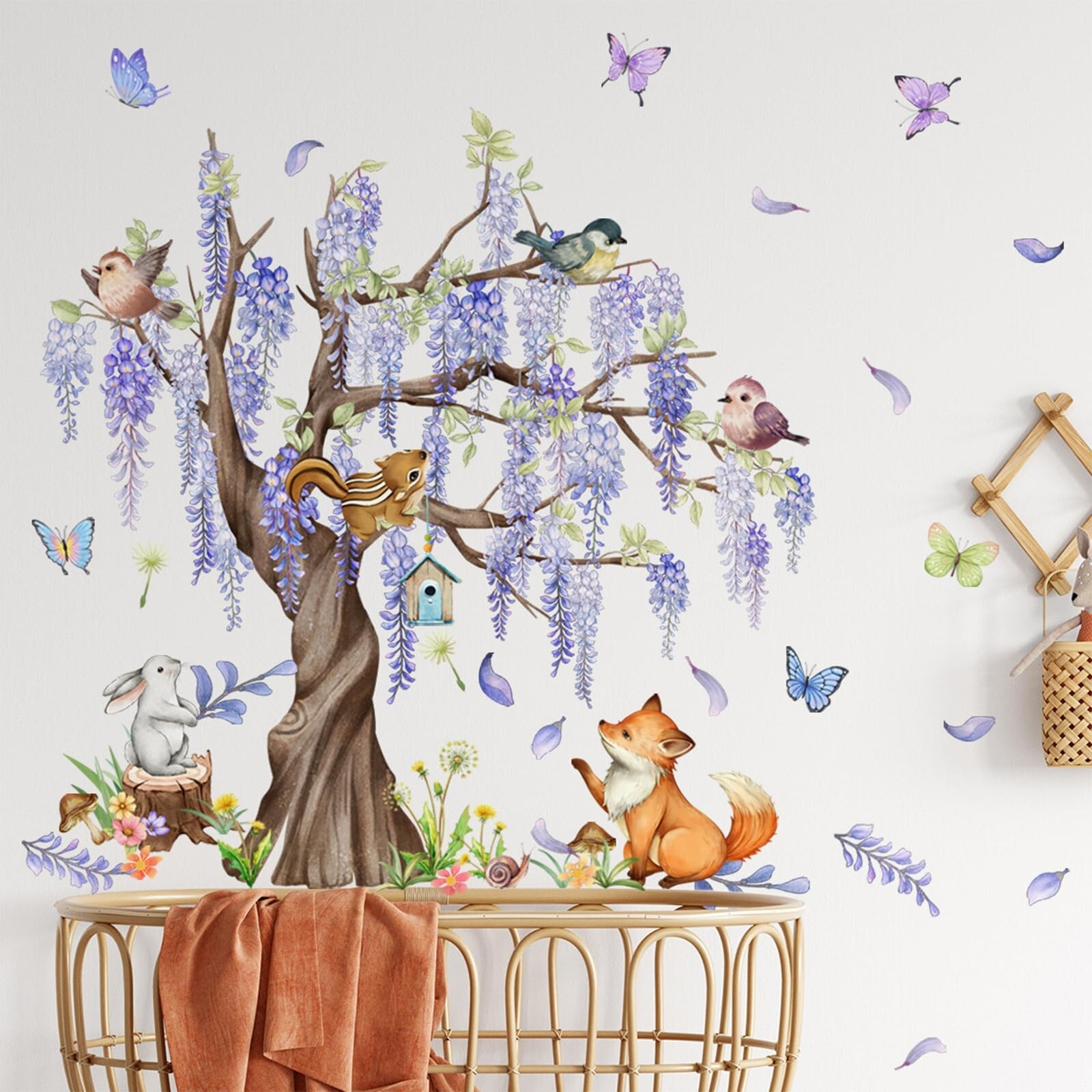 TUOKING Wall Stickers Decor,Removable Purple Tree Wall Murals Peel and Stick …