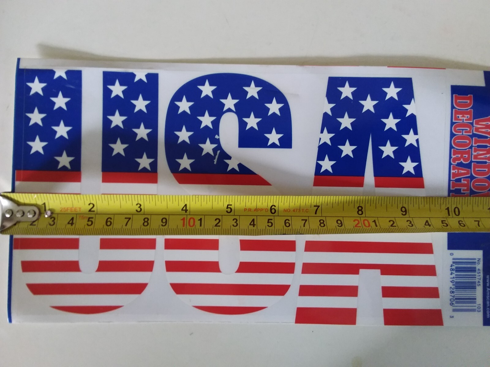 Patriotic USA Letters Static Window Stickers Decals + 2 Flag Patches 4th of July
