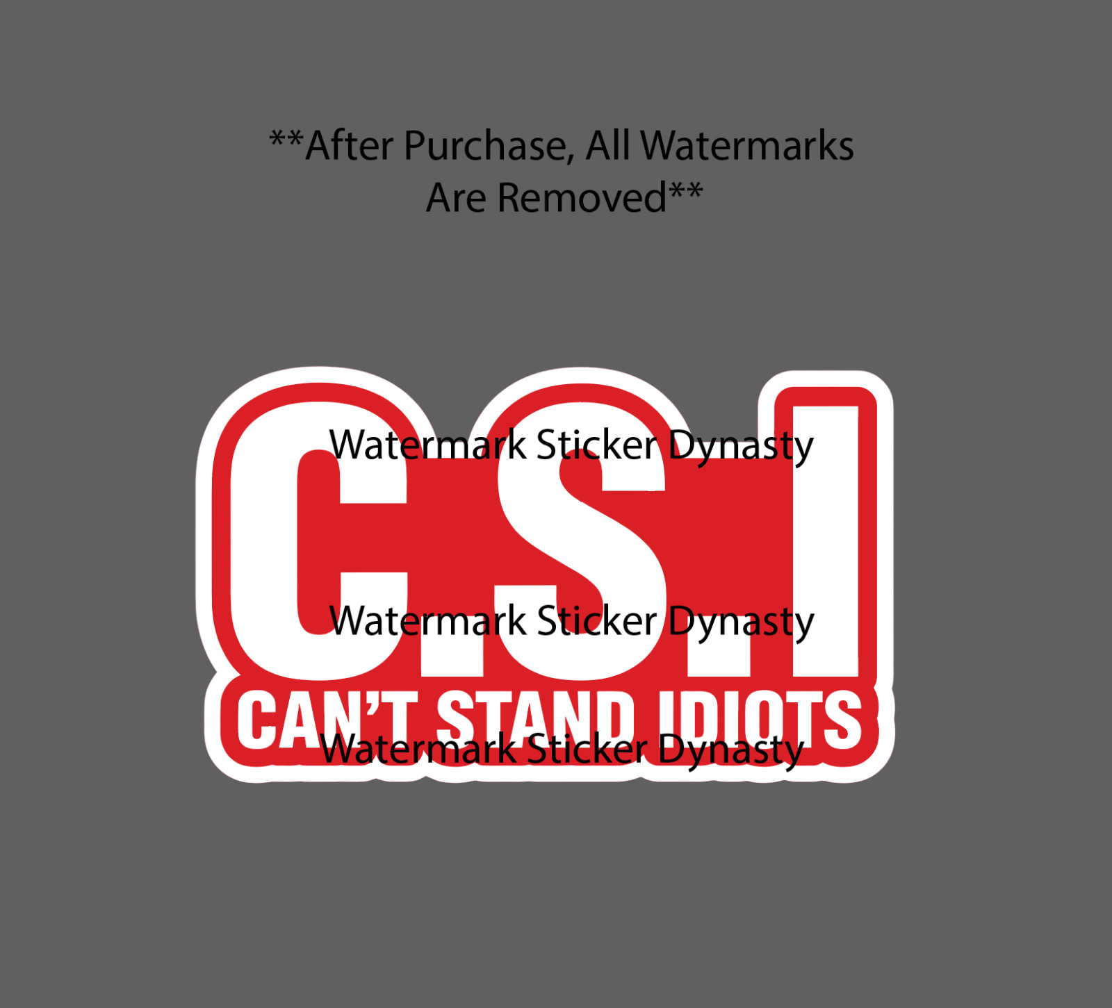 Can't Stand Idiots Sticker Waterproof Decal C.S.I Quote Funny Humor Gift NEW