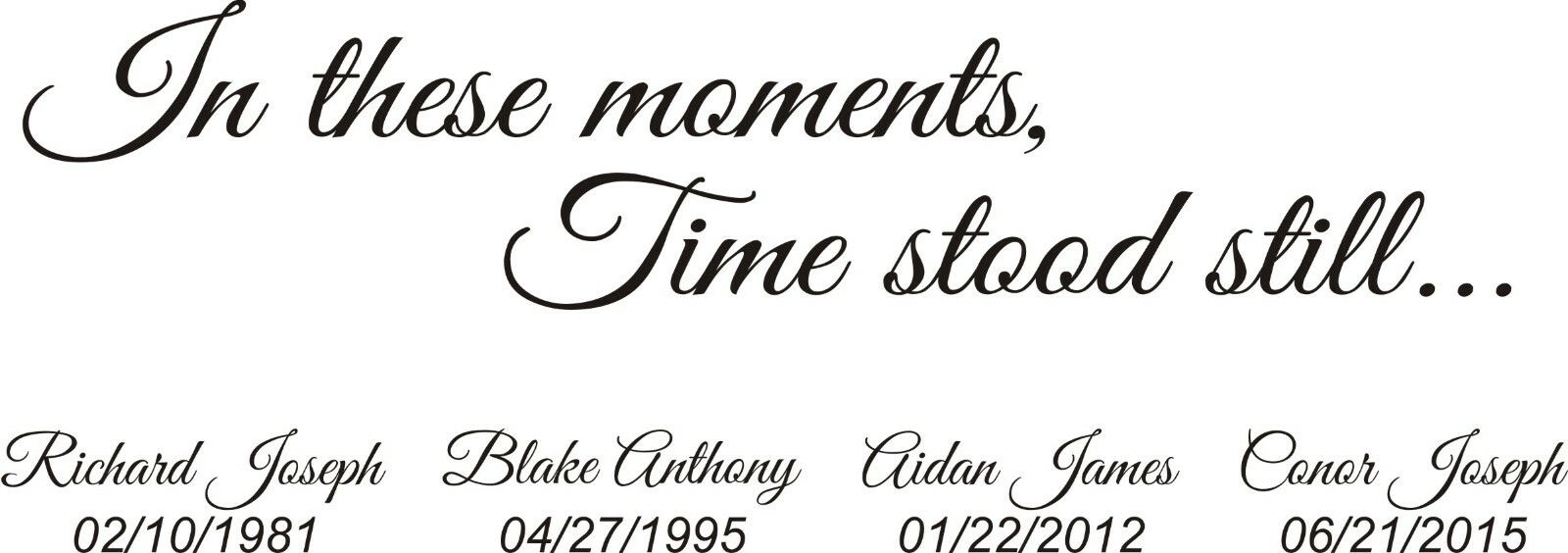 In These Moments Time Stood Still Custom Family Name Time Wall Sticker Decal Art