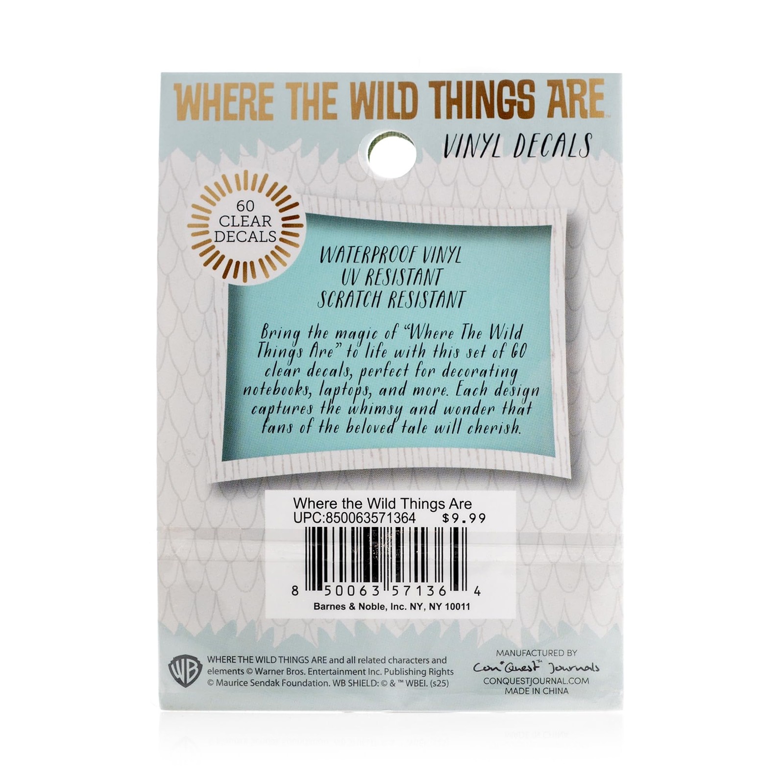 Conquest Journals Where The Wild Things are Clear Vinyl Decal Multi-colored