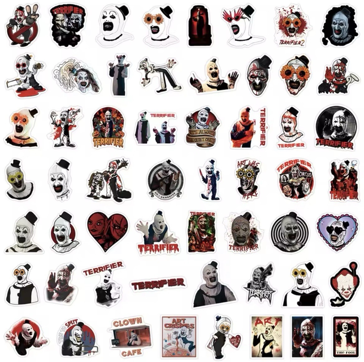 Art The Clown Style Stickers 50pk Mixed Terrifier Horror Stickers FREE SHIPPING
