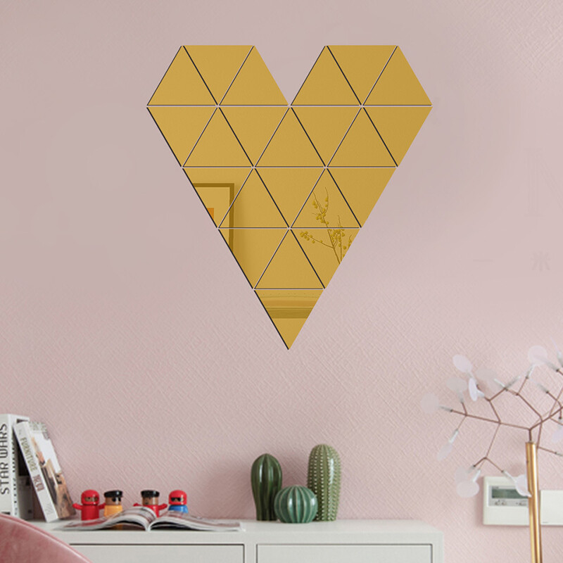 16pcs Hexagon/Triangle/Square Mirror Wall Sticker Acrylic DIY Adorn Home Decal