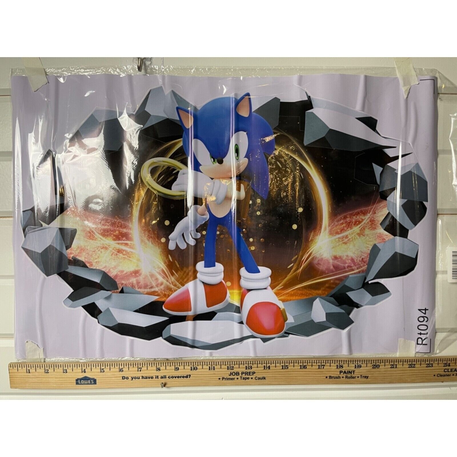 Sonic Wall Decal 3D Hole Art Children's Cartoon Vinyl Wall Sticker for Nursery K