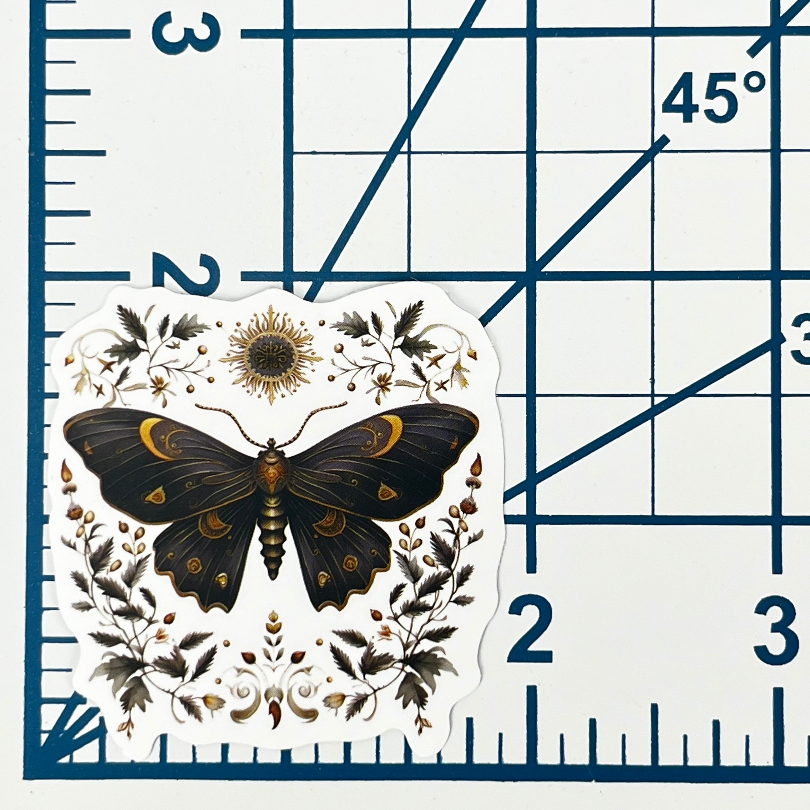 Celestial Black Gold Moth Vinyl Sticker Vintage Butterfly Insect Journal Laptop