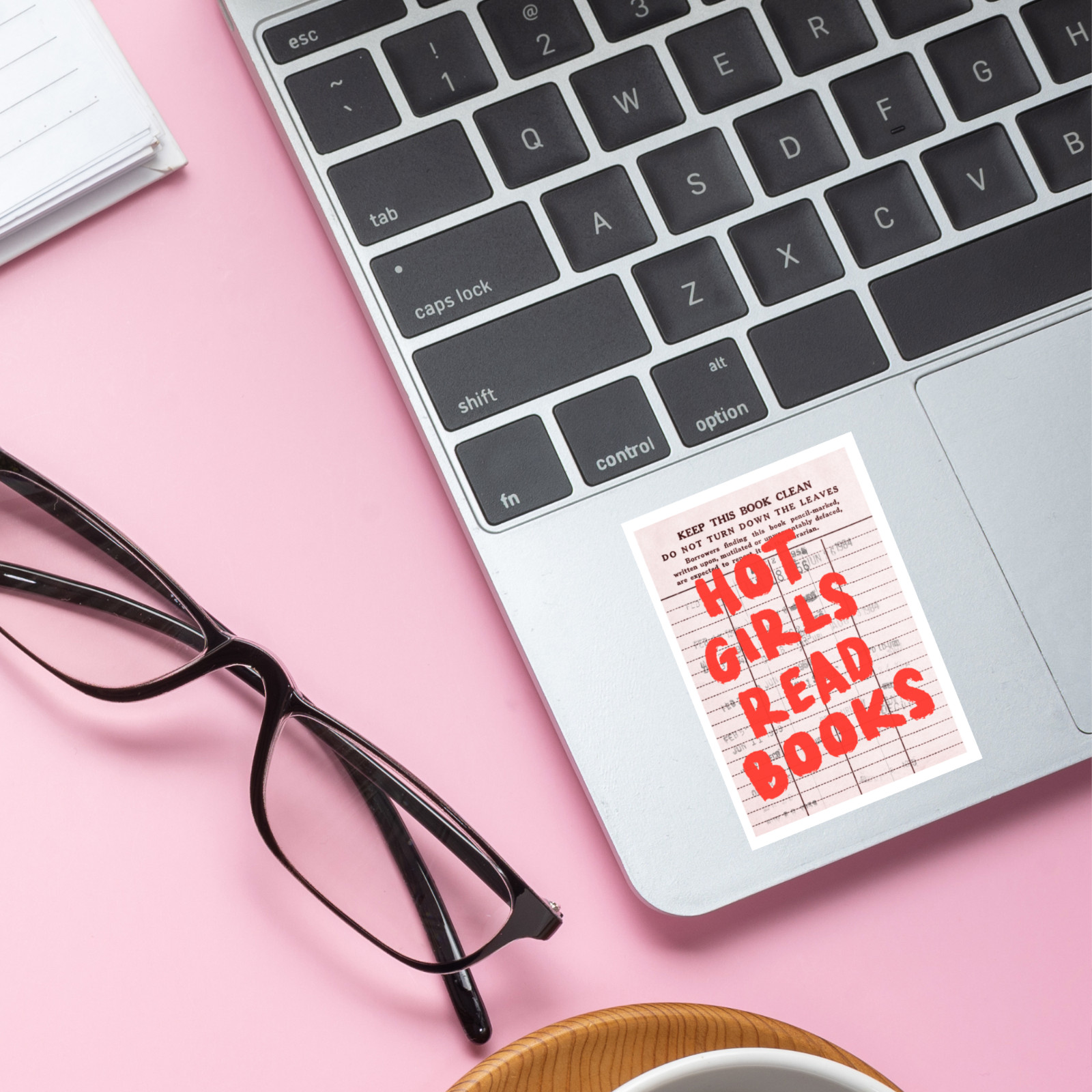 Hot Girls Read Books Vinyl Sticker 3.5in Reader Quote Library Card Bookish Decal