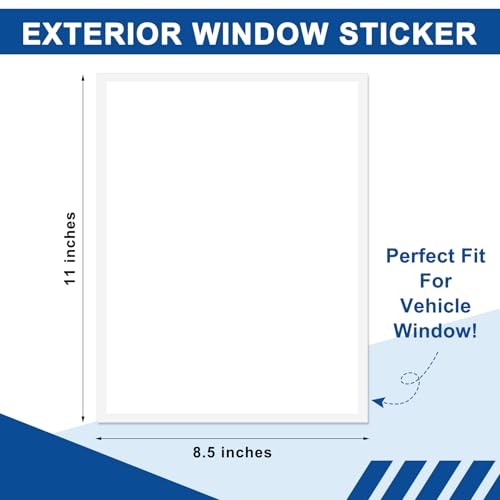 Pcs Outdoor Window Stickers for Car Dealers 8.5" x 11" Plain White Blank 100