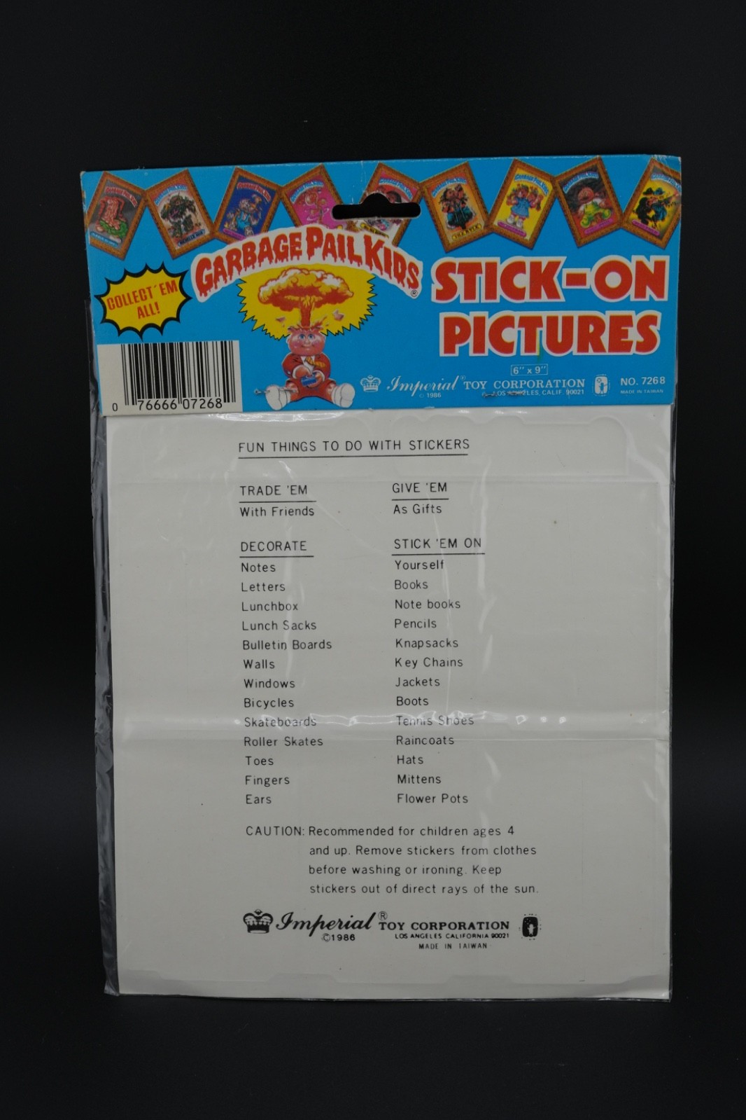 Vintage Garbage Pail Kids Stick On Name Tags Sticker Set Art GPK 1986 Set of 11