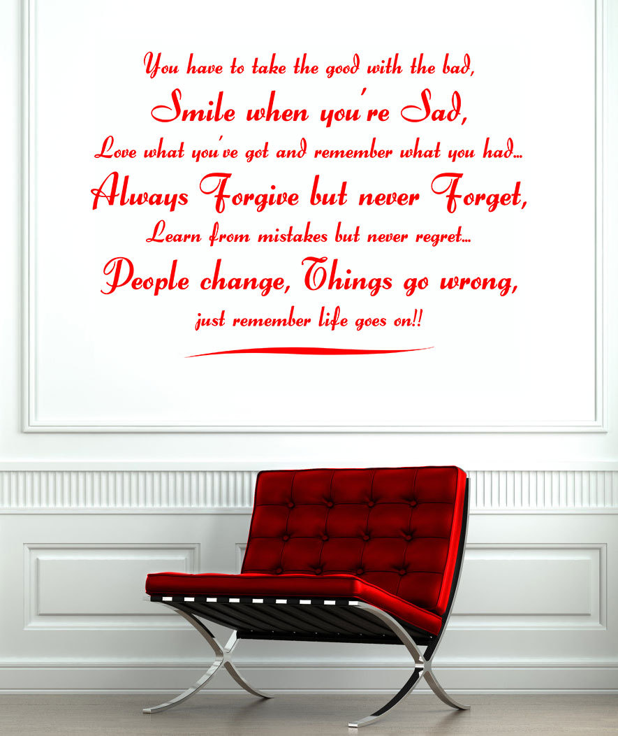 Life Goes on Quote Large Vinyl Art Wall Stickers Wall decals home decoration