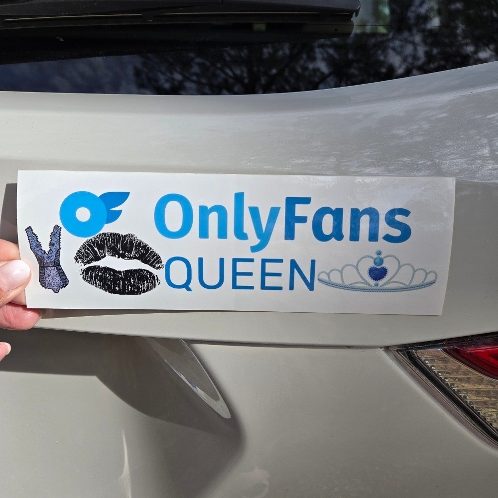 Only Fans Queen glossy blue and white 9"x3" adhesive bumper sticker
