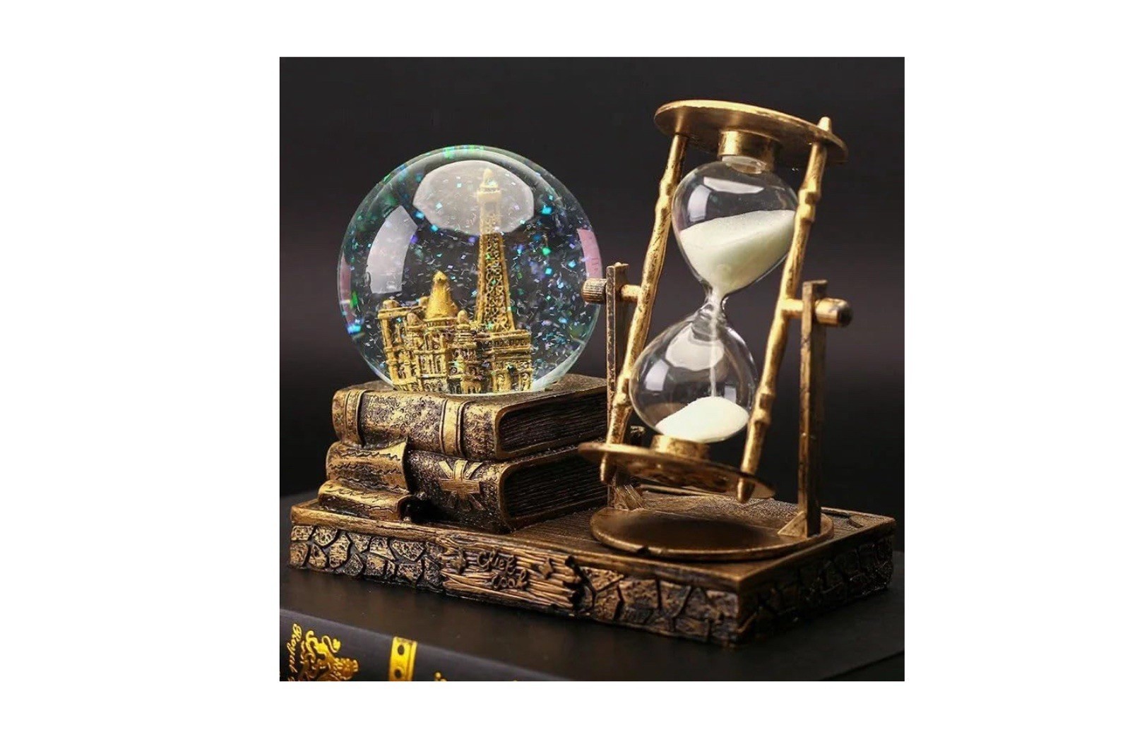 Sajani Music Crystal Snow Globe with Hourglass Timer, Vintage hour Glass