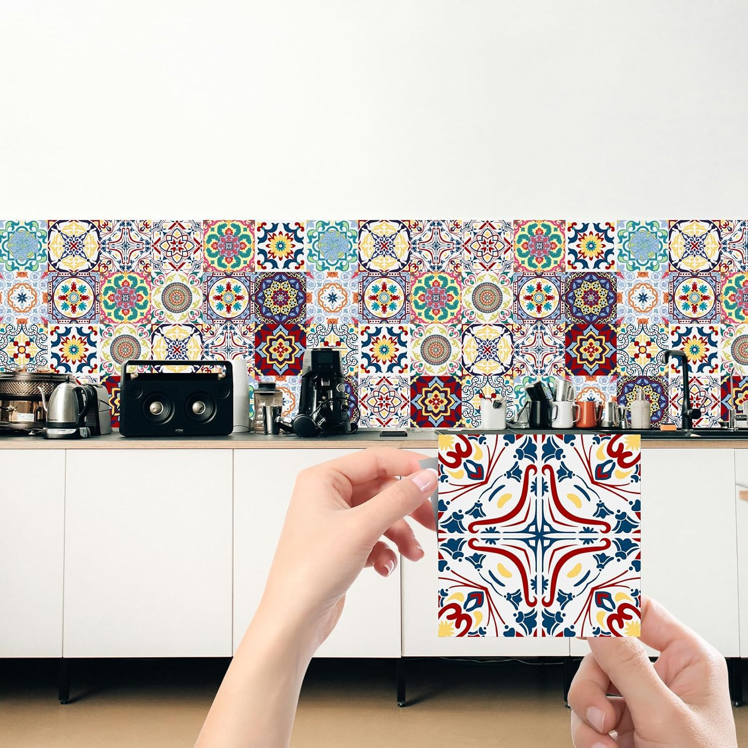 24 PCS (6"X6") Retro Mexican Tile Sticker Peel and Stick Wall Decals Talavera Ki