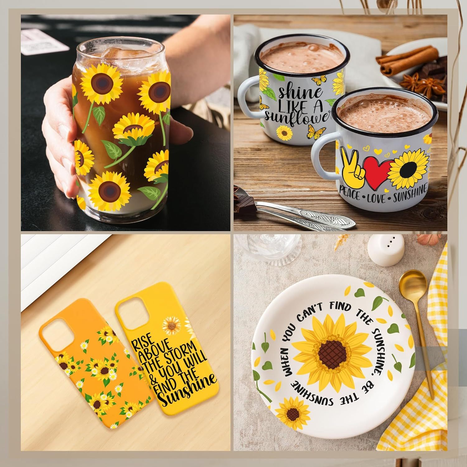 UV DTF Cup Wraps Sticker – 8 Sheets Sunflower UV DTF for 16 OZ Glass, Sunflower,