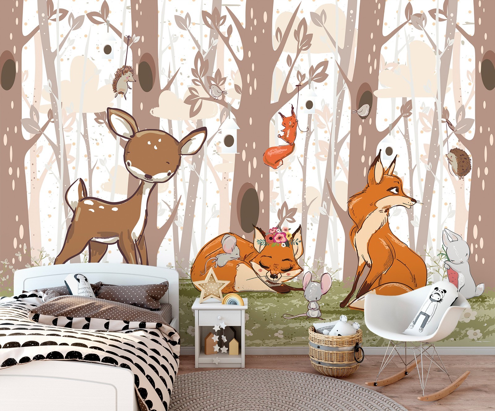 Nursery forest PHOTO WALLPAPER 12×8 foot giant brown bedroom wall decor unisex