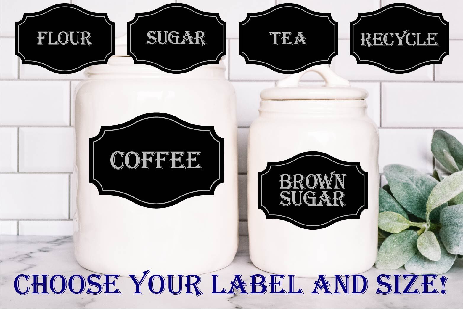 Kitchen Label Decal Sticker Coffee Sugar Tea Recycle Flour Jar Home Decor Bottle
