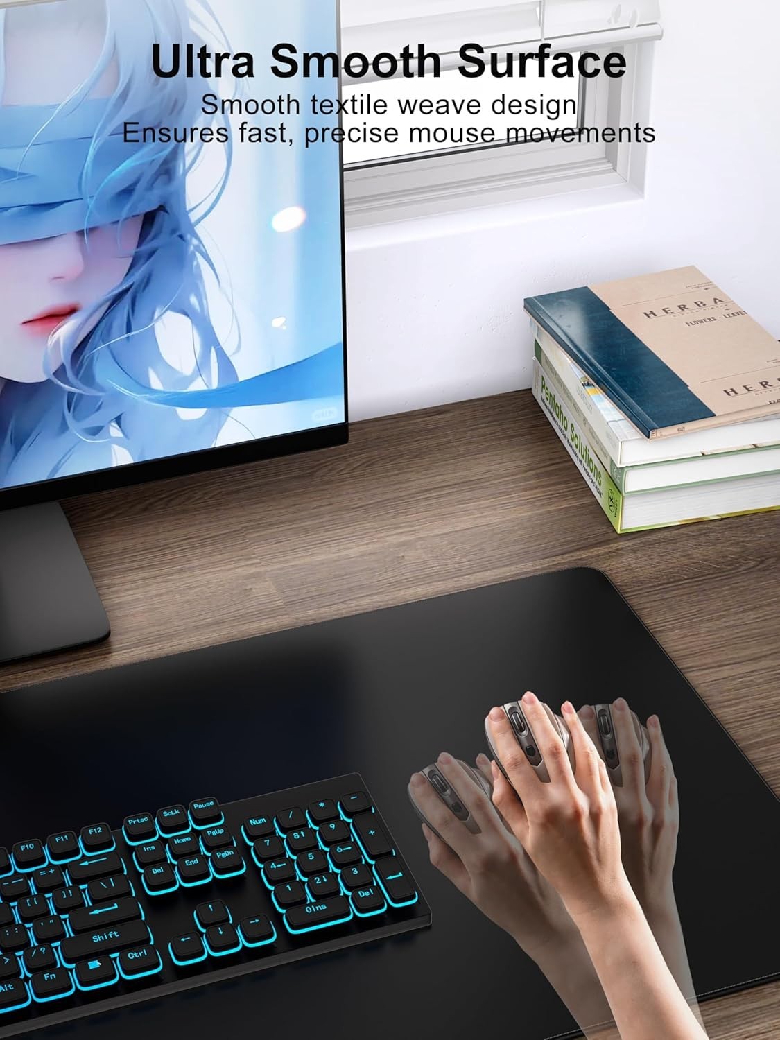 Wireless Charging Mouse Pad, Gaming Mousepad Home Office Large Desk Pad with Ul