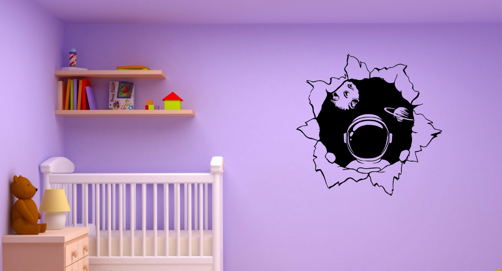 Wall Decal Space Astronaut Planets Universe Spacesuit Kids Room Sticker (ed1455)