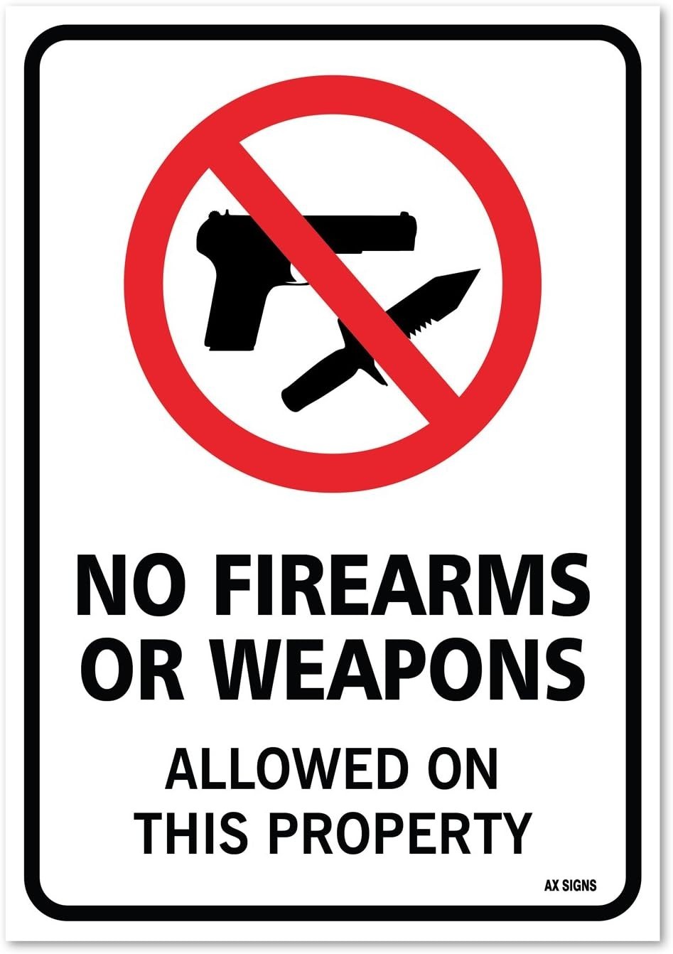 (2 Pack) No Firearms Guns Or Weapons Allowed In Property Sticker 7 x 10 Inches
