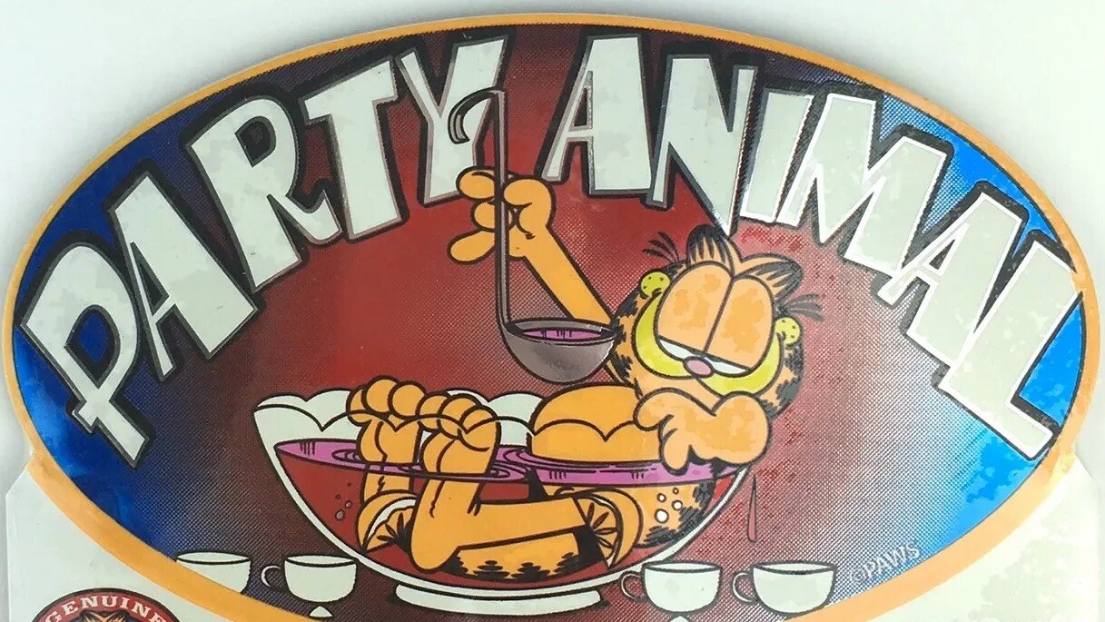 Garfield Funny Cat Sticker Party Animal Funny New Years Eve Punch Bowl 6×3.5"