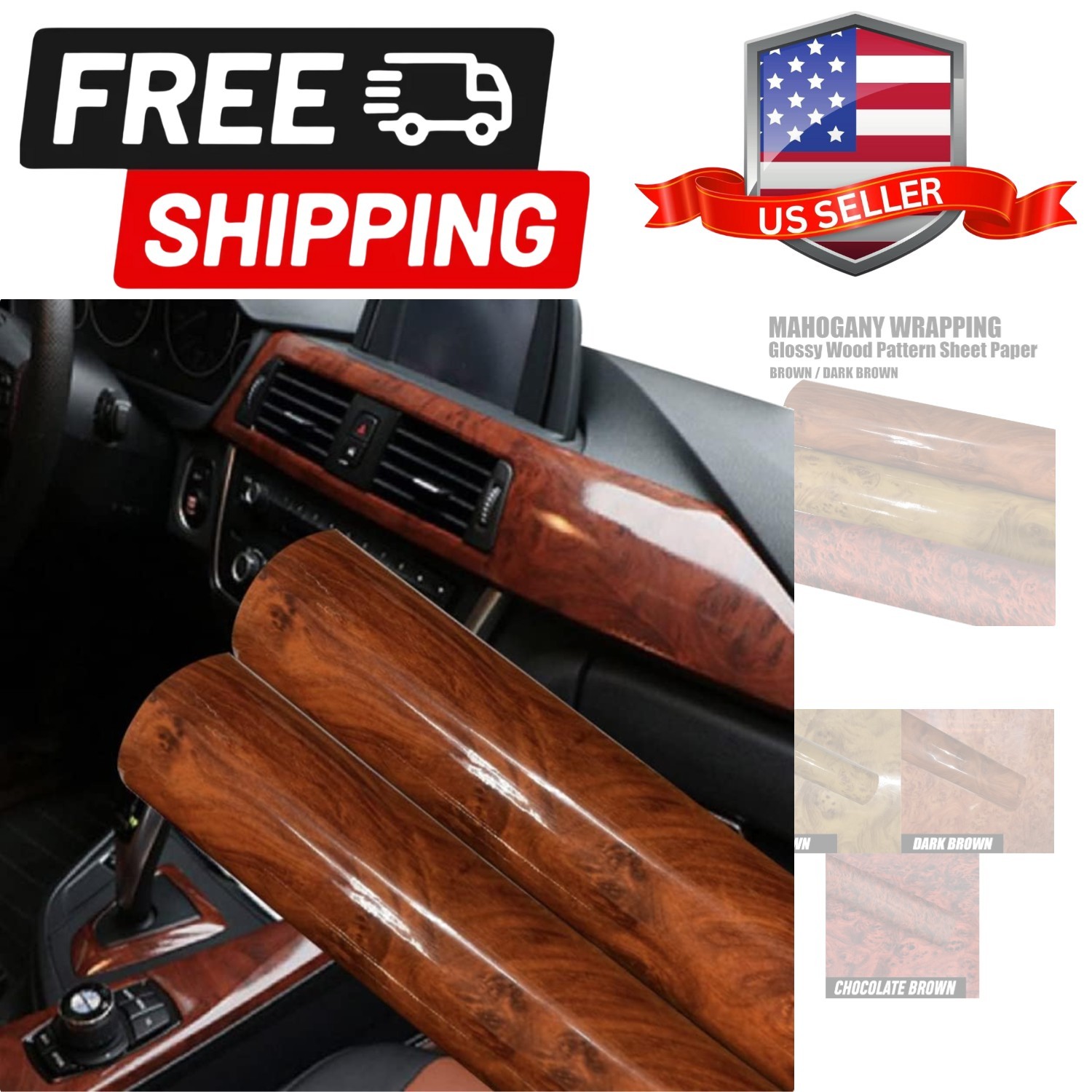 Mahogany Vinyl Wrap -Self Adhesive Film 12 x 60 Inch Glossy Wood Grain Decal …