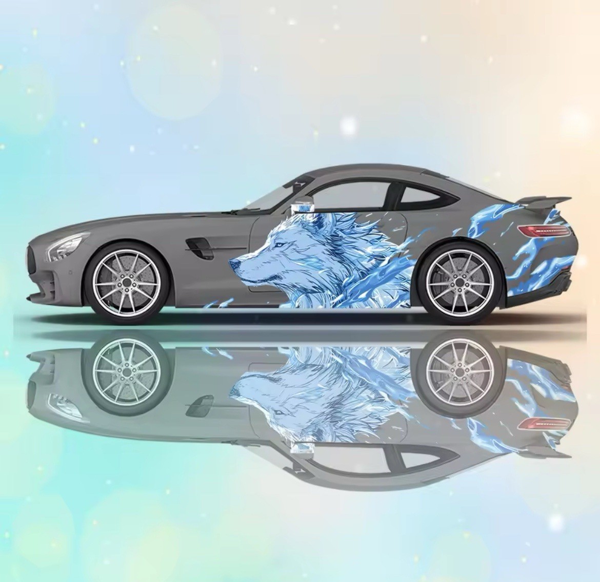 Blue Lightning Wolf Car Vinyl; Comes With Both Sides; Cool Car Decals 2 PCS