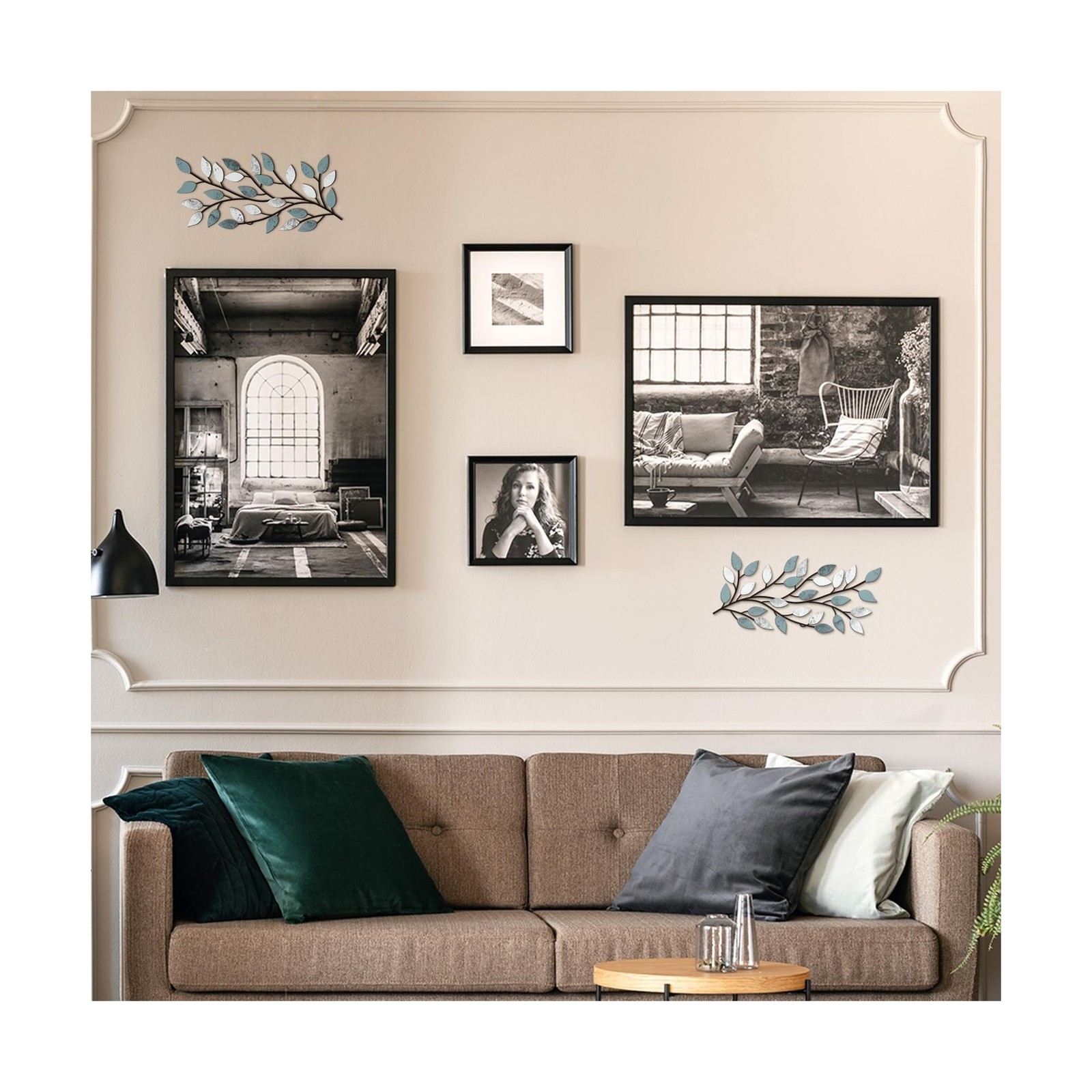 Hotop 2 Pieces Metal Tree Leaf Wall Decor Vine Olive Branch Leaf Wall Art Wro…