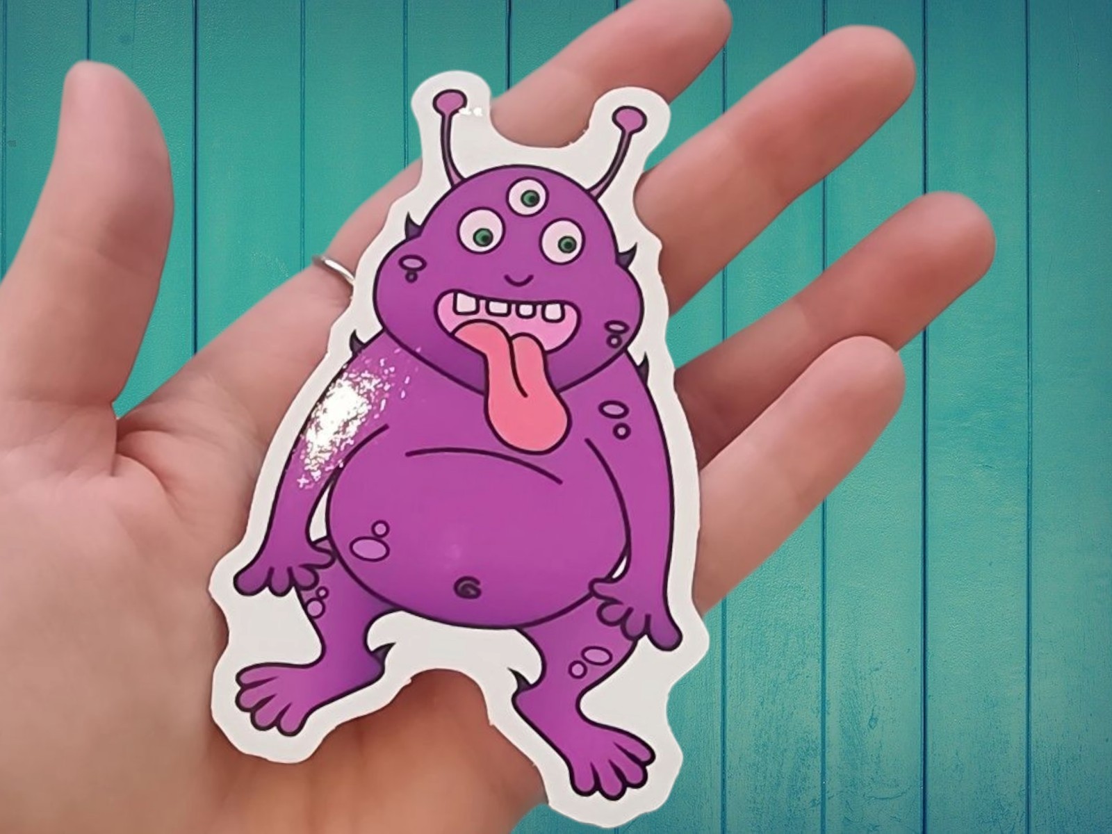 Cute Purple 3-Eyed Monster Sticker