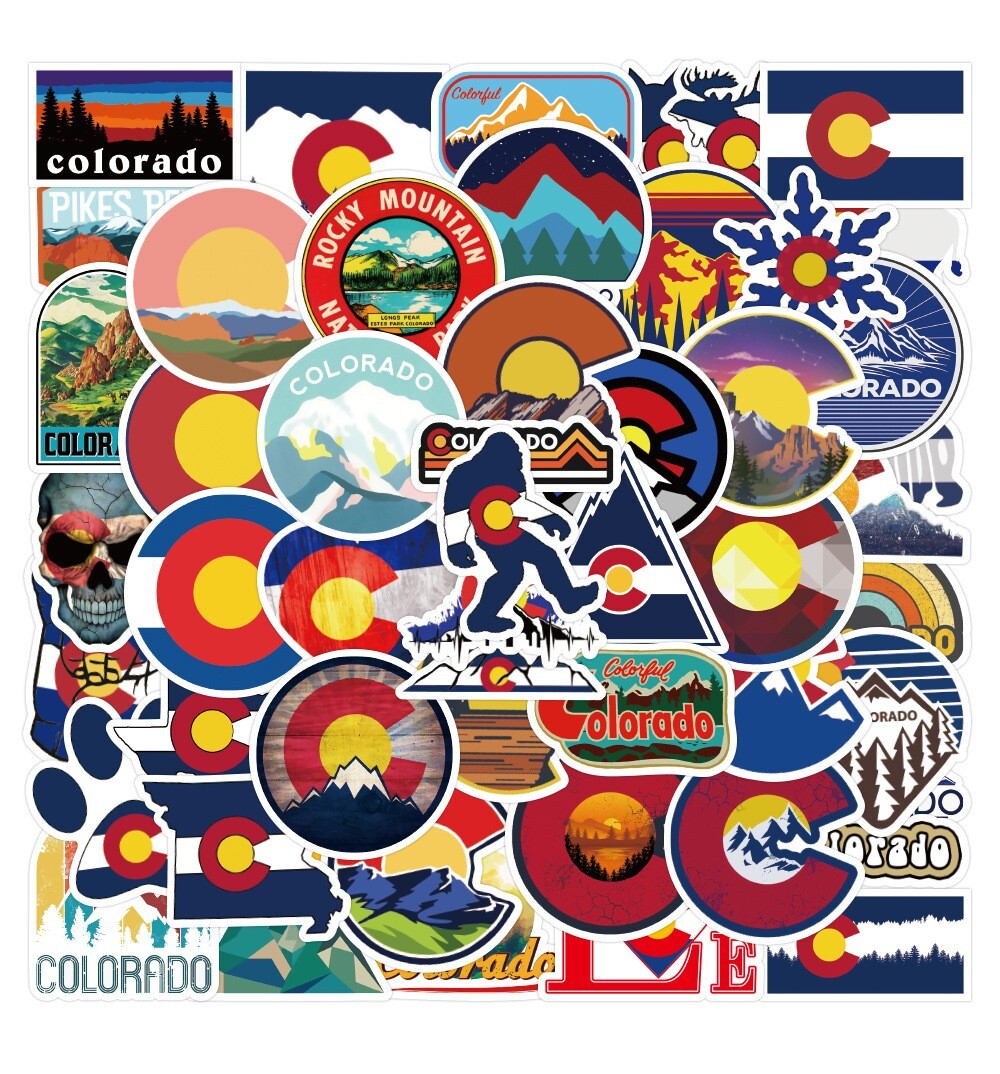 50pcs Colorado Stickers, Waterproof Non-residue Vinyl Stickers, #091