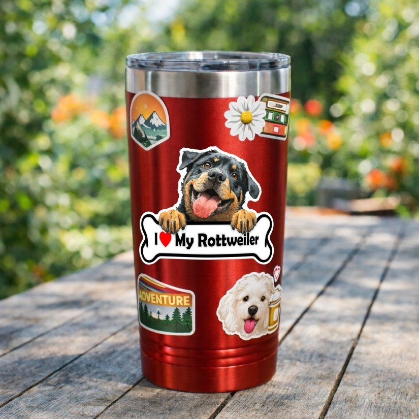 I Love My Rottweiler Sticker Vinyl Decal | Car Laptop Water Bottle