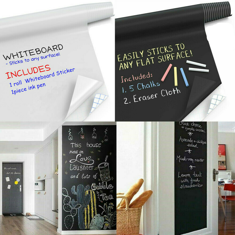 6.6FT Chalkboard Wall Sticker Decal Board Big Writing White and Black Dry Erase