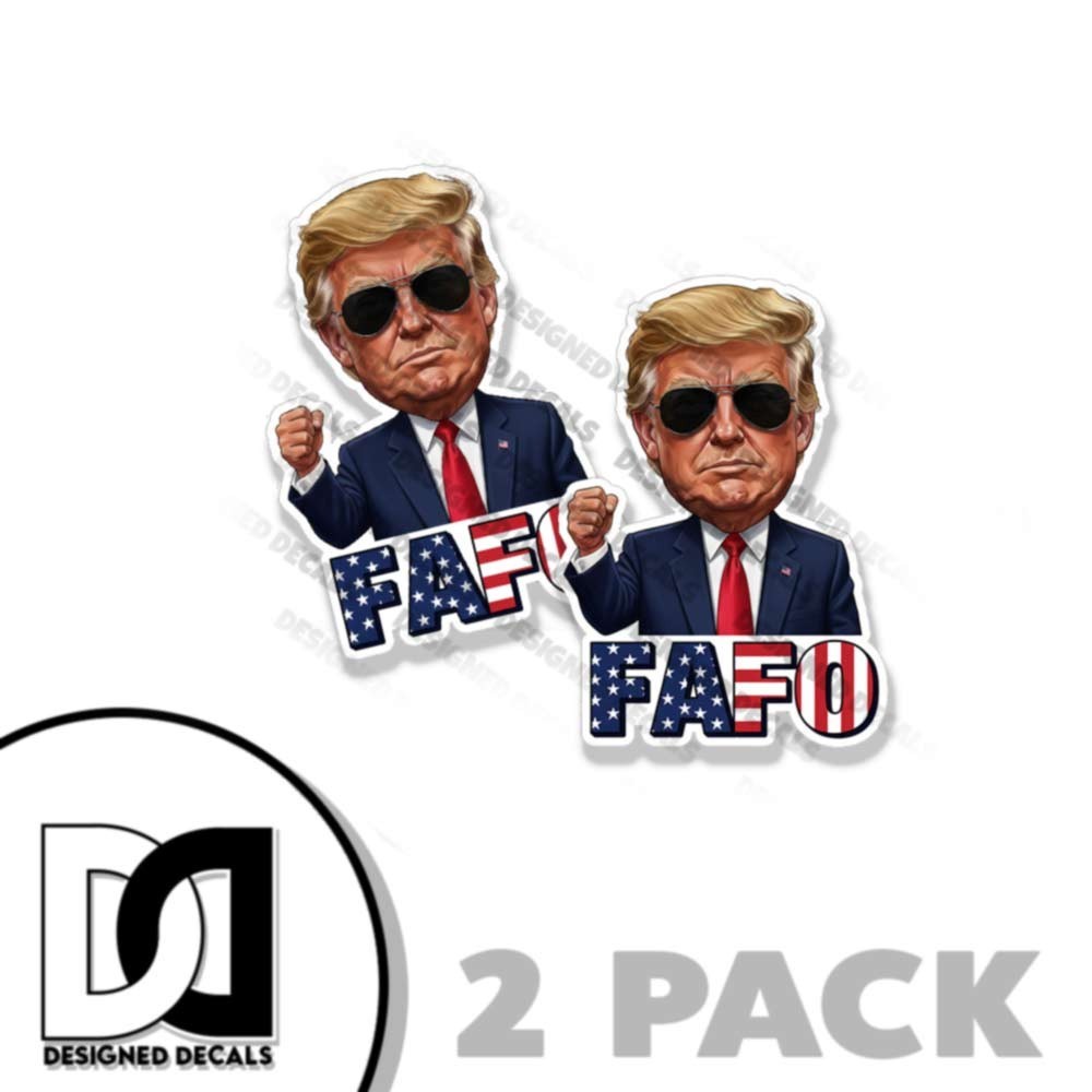 TRUMP FAFO USA STARS STRIPES RED WHITE BLUE Vinyl Sticker Decal 2 PACK